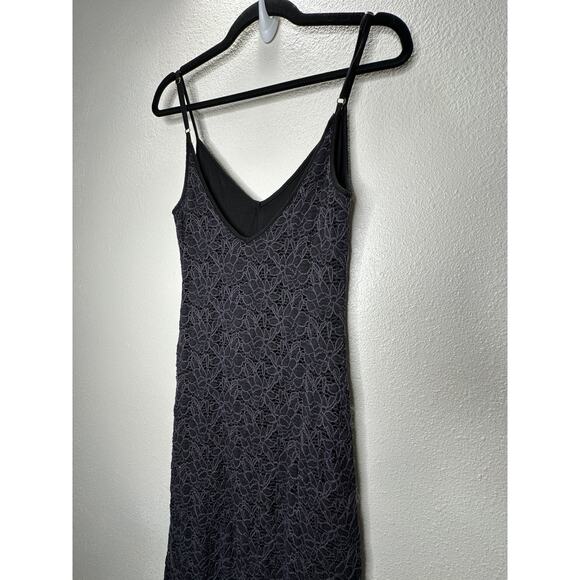 Milo Black & Deep Purple Lace Floral Crochet VNeck Strappy Maxi Dress P - Picture 7 of 12